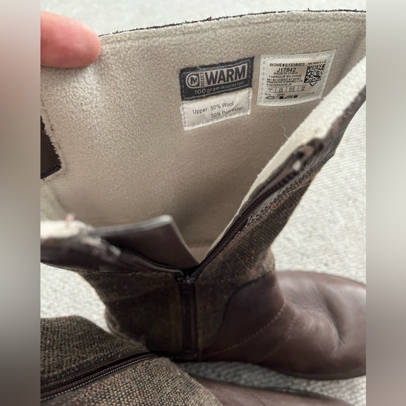 MERRELL Waterproof Haven Bluff Polar Zip Winter Boot Leather Wool Tweed Shoe 7 - Picture 5 of 12